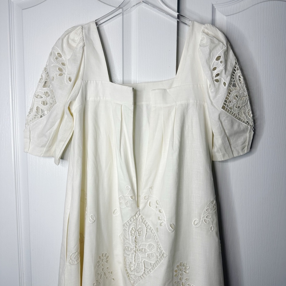 Hunter Bell Waverly Cream Eyelet Midi Dress Cotton Size Medium NWOT - Picture 6 of 15